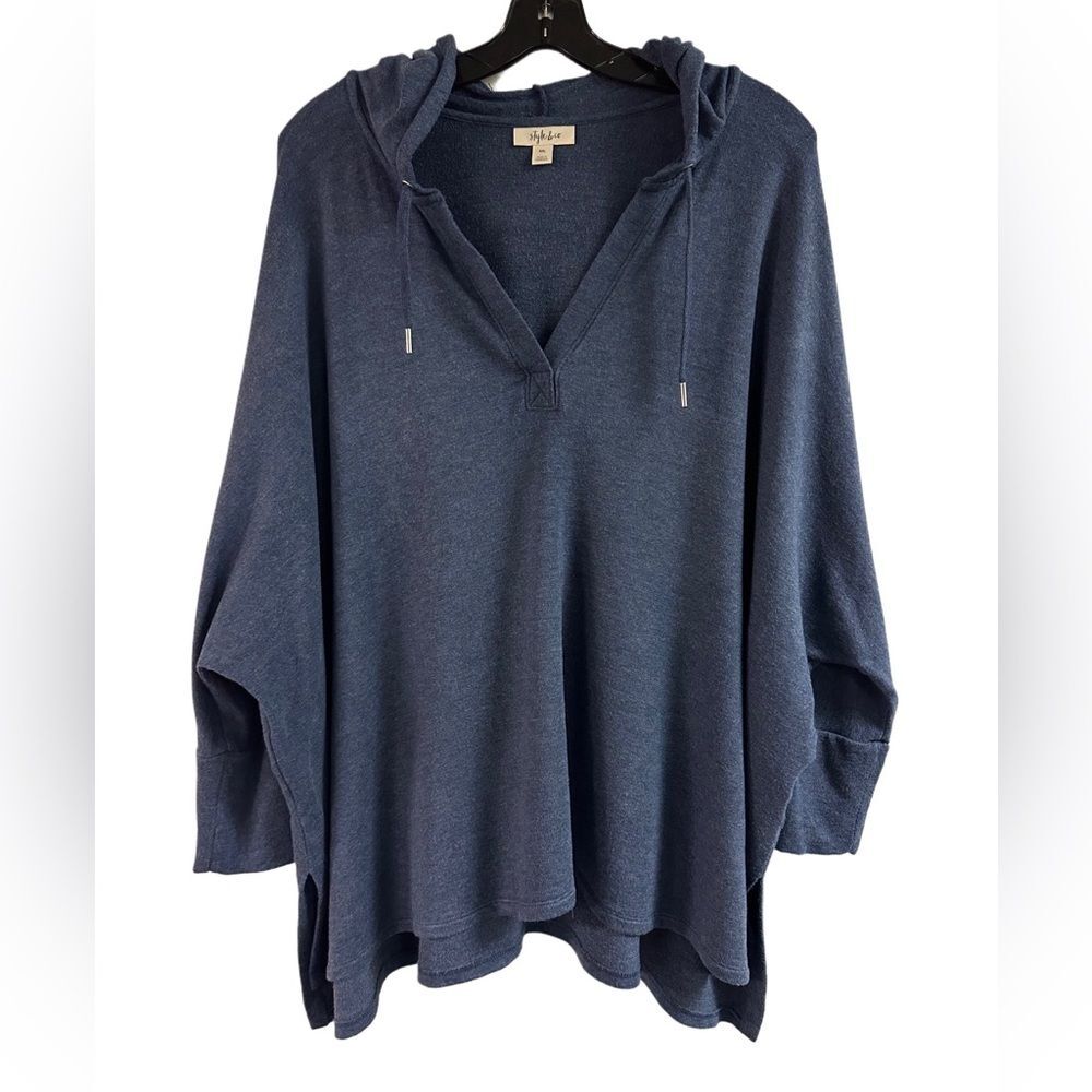 Style & Co Blue Comfy Poncho Hoodie Lounge Pullover Size XXL